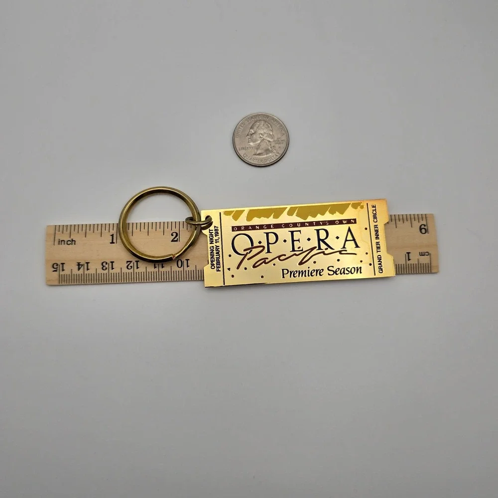 Vtg Gold‎ Tone Ticket Stub Keychain Pacific Opera Premiere Season 1987 Souvenir